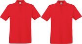 2-Pack maat S rood polo shirt premium van katoen voor heren - Polo t-shirts voor heren