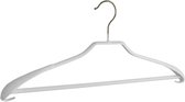 De Kledinghanger Gigant - 25 x Mantel / kostuumhanger metaal met broeklat, schouderverbreding en witte anti-slip coating, 46 cm