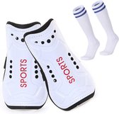 Scheenbeschermers Voetbal Kind - Zinaps Football Shin Guards 3 Maten Voetbal Shin Pads Boys Kids Football Socks voor Jongens Meisjes Voetbal Spelen voor Benen Kalveren Beschermende Gear (Whit