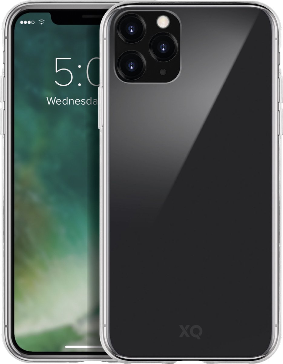 Xqisit hoesje tempered glass TPU schokbestendig beschermcase iPhone 11 Pro Max - Transparant