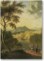 Italiaans landschap met reizigers - A2 Poster Staand - 42x59cm - Timotheus de Graef - Meesterwerken