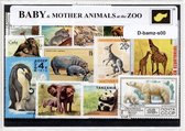 Babydieren en hun Moeders in de Dierentuin – Luxe postzegel pakket (A6 formaat) : collectie van verschillende postzegels van babydieren en hun moeders – kan als ansichtkaart in een