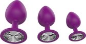 LustGlider Buttplug Classic Plug Set with crystal Paars
