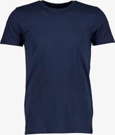 Unsigned heren T-shirt blauw katoen ronde hals - Maat M