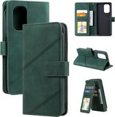 Voor Xiaomi Redmi K40 / K40 Pro Skin Feel Business Horizontale Flip PU-lederen hoes met houder en sleuven voor meerdere kaarten en portemonnee en lanyard en fotolijst (groen)