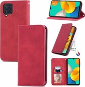 Voor Samsung Galaxy M32 Retro Skin Feel Business Magnetische Horizontale Flip Lederen Case met Houder & Kaartsleuven & Portemonnee & Fotolijst (Rood)