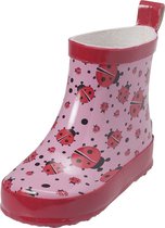 Playshoes - Regenlaarzen met halve schacht voor meisjes - Lieveheersbeestje - Roze - maat 24EU