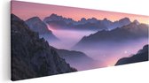 Artaza - Canvas Schilderij - Bergen Landschap In Italië Tijdens Zonsondergang - 120x40 - Groot - Foto Op Canvas - Canvas Print