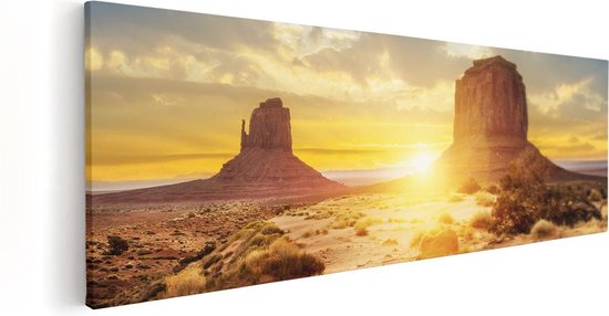 Artaza Canvas Schilderij Zonsondergang In Woestijn Monument Valley  - 60x20 - Foto Op Canvas - Canvas Print