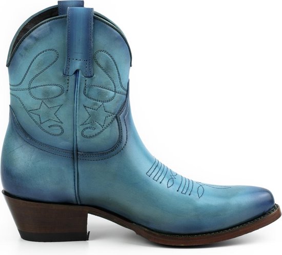 Mayura Boots 2374 Vintage Turquoise/ Dames Cowboy fashion Enkellaars Spitse Neus Western Hak Echt Leer Maat EU 37