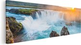 Artaza Canvas Schilderij Watervallen Bij Zonsondergang - 120x40 - Groot - Foto Op Canvas - Canvas Print