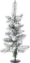 Groene kunst mini kerstboom/kerstboompje 60 cm met sneeuw en voet- Kerstversieringen/kerstdecoraties
