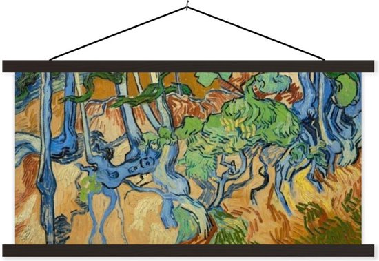 Posterhanger incl. Poster - Schoolplaat - Boomwortels - Vincent van Gogh - 90x45 cm - Zwarte latten