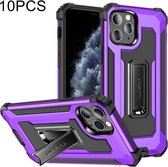 10 PCS Knight Jazz PC + TPU schokbestendige beschermhoes met opvouwbare houder voor iPhone 11 Pro Max (paars)