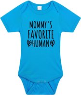 Mommys favourite human tekst baby rompertje blauw jongens - Kraamcadeau/ Moederdag - Babykleding 92 (18-24 maanden)