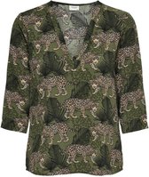 Jacqueline de Yong Blouse Jdymalene 3/4 V-neck Top Wvn 15238456 Kalamata/cheetah Dames Maat - W36