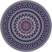 12x stuks Ibiza stijl ronde donkerblauwe placemats van vinyl D38 cm - Antislip/waterafstotend - Stevige top kwaliteit