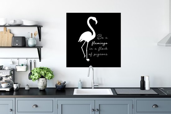 Affiche Flamingo - Lettres - Wit - 75x75 cm