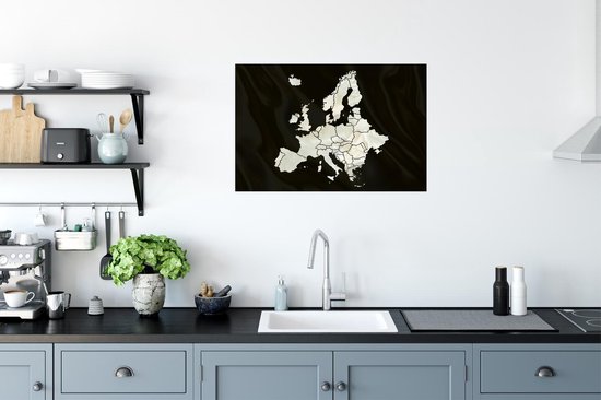 Affiche Carte - Europe - Zwart - 90x60 cm