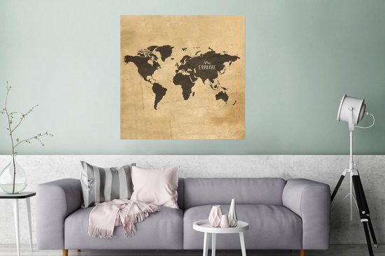 Affiche Carte du Wereldkaart - Vintage - Voyages - 75x75 cm