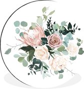 WallCircle - Wandcirkel - Muurcirkel - Bloemen - Rozen - Pioenroos - Aluminium - Dibond - ⌀ 60 cm - Binnen en Buiten