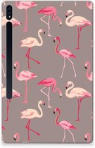 Cover Samsung Galaxy Tab S7 Plus Back Case Flamingo met transparant zijkanten