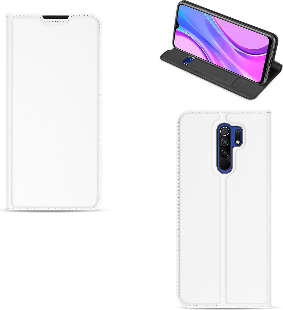 Hoesje Xiaomi Redmi 9 Book Cover Wit met Pashouder