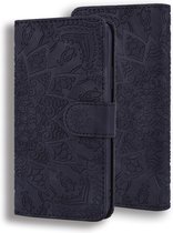 iPhone 12 Pro Book Case Hoesje met Mandala Patroon - Pasjeshouder - Portemonnee - PU Leer - Apple iPhone 12 Pro - Zwart