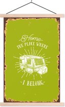 Porte-affiche avec affiche - Affiche scolaire - Vintage - Caravane - Vert - 60x90 cm - Lattes vierges
