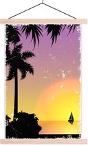 Porte-affiche avec affiche - Affiche scolaire - Voile - Voile - Palmier - Nuit - 40x60 cm - Lattes vierges