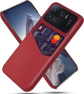 Voor Xiaomi Mi 11 Ultra Doek Textuur PC + PU lederen achterkant Schokbestendig hoesje met kaartsleuf (rood)