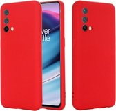 Pure Color vloeibare siliconen schokbestendige volledige dekking voor OnePlus Nord CE 5G (rood)