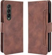 Voor Samsung Galaxy Z Fold3 5G Huid Voelen Kalf Patroon Horizontale Flip Lederen Case met Houder & Kaartsleuven & Fotolijst (Bruin)