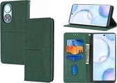 Voor Honor 50 SE Geweven Textuur Stiksels Magnetische Horizontale Flip PU Lederen Case met Houder & Kaartsleuven & Portemonnee & Lanyard (Groen)