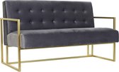 Sofa DKD Home Decor Grijs Polyester Metaal Gouden Glam (128 x 70 x 76 cm)