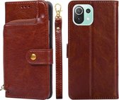 Ritstas PU + TPU Horizontale Flip Lederen Case met Houder & Kaartsleuf & Portemonnee & Lanyard Voor Xiaomi Mi 11 Lite (Bruin)