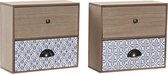 Doos-Juwelenkistje DKD Home Decor Metaal Mediterrane Hout MDF (2 pcs) (22 x 9 x 20 cm)