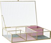 Doos-Juwelenkistje DKD Home Decor Metaal Kristal Modern (25 x 17 x 5.5 cm)