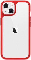 Apple iPhone 13 Mini Hoesje Hybride Back Cover Transparant/Rood