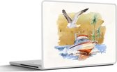 Laptop sticker - 10.1 inch - Boot - Vogel - Waterverf - 25x18cm - Laptopstickers - Laptop skin - Cover