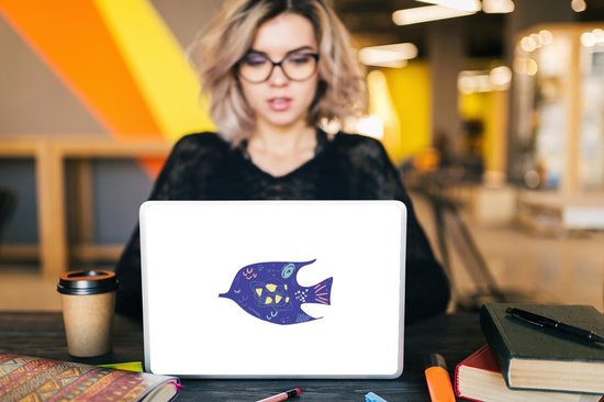 Sticker pour ordinateur portable - 13,3 pouces - Poisson - Violet - Pastel