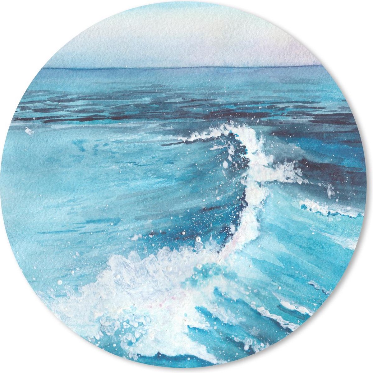Muismat rond 30x30 cm - Mousepad Zee - Golf - Waterverf - Ronde muismatten