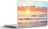Laptop sticker - 15.6 inch - Golven - Zonsondergang - Oceaan - 36x27,5cm - Laptopstickers - Laptop skin - Cover