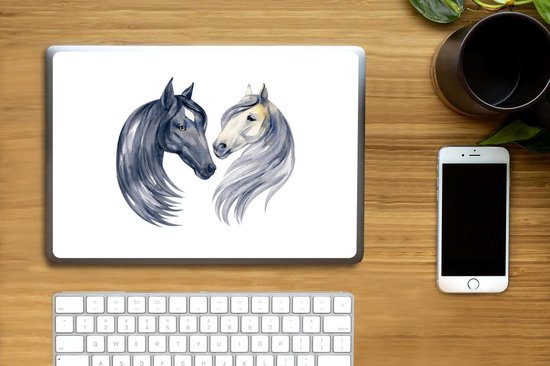 Sticker ordinateur portable - 14 pouces - Paarden - Aquarelle - Lunes - Filles - Enfants - Meiden