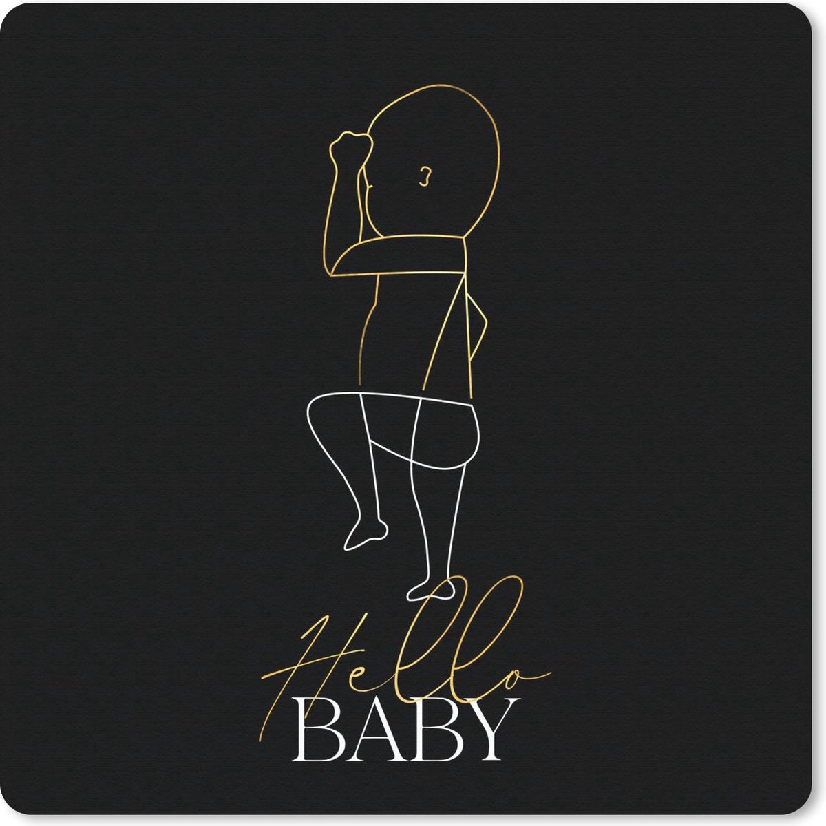 Muismat 20x20 cm - Mousepad Hello baby - Spreuken - Geboorte - Quotes - Baby - Muismatten