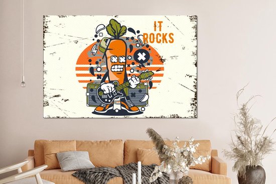 Décoration murale Métal - Aluminium Peinture Industrielle - Carotte - Guitare - Vintage - 150x100 cm - Dibond - Photo sur aluminium - Décoration murale industrielle - Pour le salon / chambre