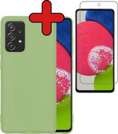 Samsung Galaxy A52s Hoesje Siliconen Case Cover Met Screenprotector - Samsung Galaxy A52s Hoesje Cover Hoes Siliconen Met Screenprotector - Groen