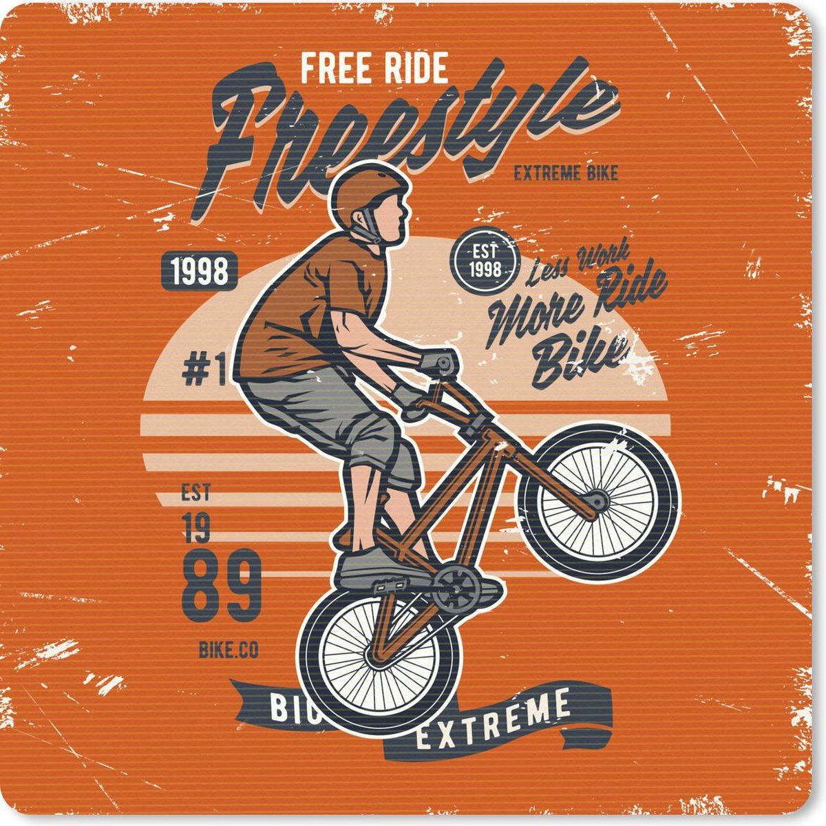 Muismat 30x30 cm - Mousepad Fiets - Man - Retro - Muismatten