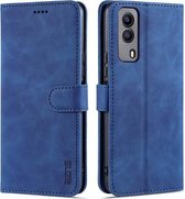 Voor Vivo Y53S 5G AZNS Huid Voelen Kalf Textuur Horizontale Flip Lederen Case met Kaartsleuven & Houder & Portemonnee (Blauw)