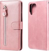 Voor Samsung Galaxy A22 4G Mode Kalf Textuur Rits Horizontale Flip Lederen Case met Houder & Kaartsleuven & Portemonnee (Rose Goud)